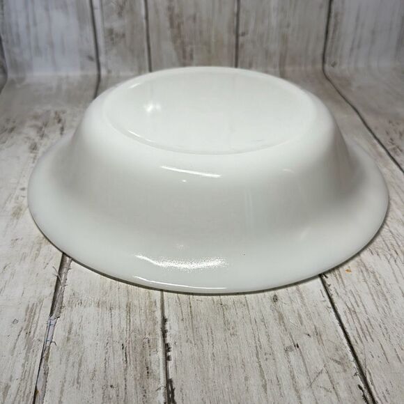 Vintage CORNING WARE   TM REG Smooth Milk Glass Serving Bowl 1951 USA 9 3/4” - Picture 5 of 6